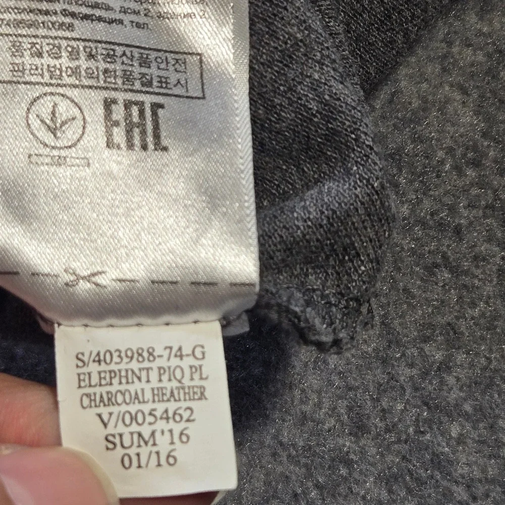 Banana Republic Mens‎ Elephant Piqué Polo Shirt Charcoal Heather Grey Lrg Preppy